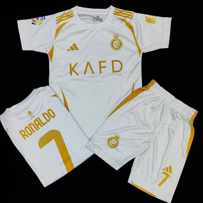 Cristiano Ronaldo | Al Nassr Golden White ⚜️⚽ Football Kit - KIDS