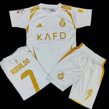 Cristiano Ronaldo | Al Nassr Golden White ⚜️⚽ Football Kit - KIDS