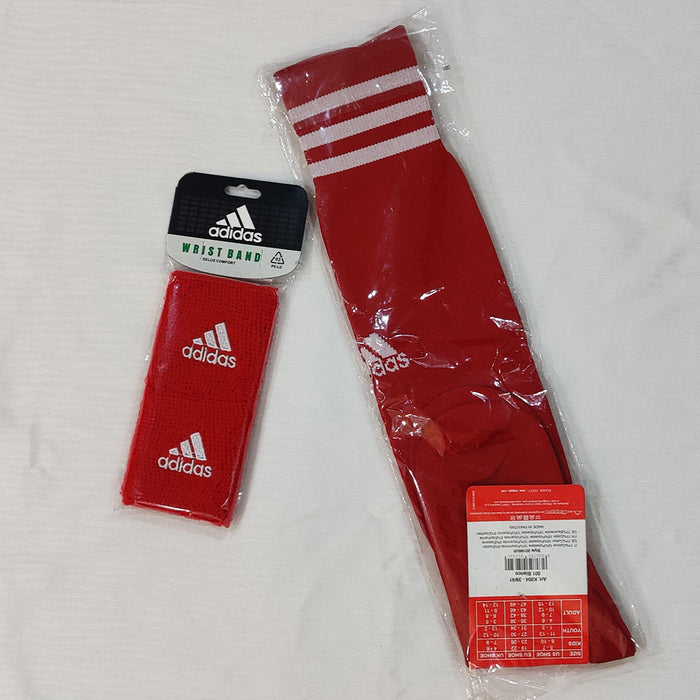 Football Socks & Wristbands Set⚽ - RED - 11-14 Years